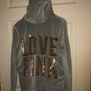 Pink Sherpa zip up sweatshirt